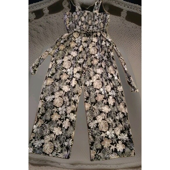 J. Jill Wearever Collection Size 1X Floral Jumpsuit Pockets Flare Legs NEW $149 - Picture 7 of 13